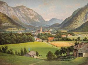 LANGL Josef 1843-1916,Blick auf die Kirche von Großgmain,1903,Palais Dorotheum AT 2023-04-05