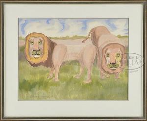 LANGLAIS Bernard 1921-1977,TWO LIONS,James D. Julia US 2013-08-20