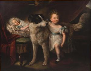 LANGLEY Charles Dickinson 1799-1873,CHILDREN WITH DOG,1880,Abell A.N. US 2019-02-24
