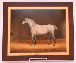 LANGLEY F. P.,Portrait of a Horse 'Little John' in a stable,1880,Halls GB 2023-10-04