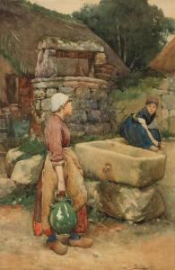 LANGLEY William Walter 1852-1922,By the well, Brittany,1882,Bonhams GB 2024-03-14