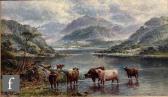 LANGLEY William Walter 1852-1922,Highland cattle in an extensive rive,Fieldings Auctioneers Limited 2024-01-11