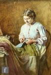 LANGLEY William Walter 1852-1922,Mending a blanket,Fieldings Auctioneers Limited GB 2022-04-21