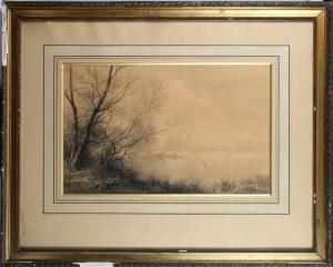 LANGLOIS Paul 1858-1906,Pêcheurs dans la brume en bord de rivière,Osenat FR 2024-01-28