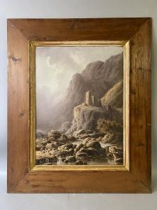 LANGLOIS Paul 1858-1906,Ruines dans un paysage de montagne,Sadde FR 2021-05-27