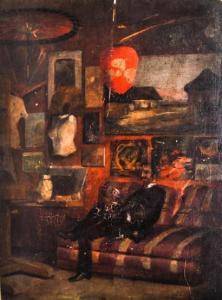 LANGLOIS Saint Edme 1861,Autoportrait dans son atelier,Morand FR 2017-09-10