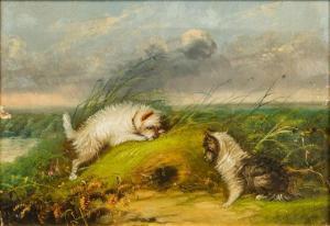 LANGLOIS T 1800-1800,Terriers by a Rabbit Hole,Rowley Fine Art Auctioneers GB 2019-02-16