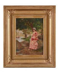 LANGRAND Jean A 1851-1898,Femme à l'ombrelle aux rochers,Ferri FR 2021-06-25