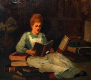 LANGRISHE BENNETT Lilian,Young lady reading a book,1890,Gorringes GB 2011-10-19