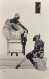 LANGTON Christopher 1954,Pierrot and Pierrette,John Nicholson GB 2019-03-27