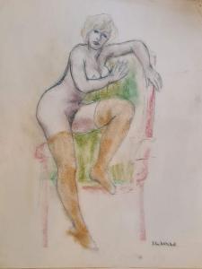 LANIAU Jean 1931,Nu au fauteuil vert,Rossini FR 2023-01-11