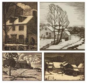 LANKES Julius J 1884-1960,House in Winter Landscape,1919,Rachel Davis US 2022-02-12