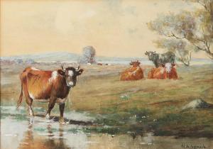 LANSIL Wilbur H 1855-1897,COWS IN A FIELD,Sloans & Kenyon US 2015-04-25