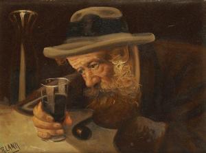 LANZ 1900-1900,Vieil homme et verre de vin,Ader FR 2012-12-01