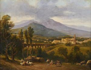 LANZA Giovanni 1827-1889,Il ponte e la chiesa di S. Francesco a Cava de',Capitolium Art Casa d'Aste 2023-10-17