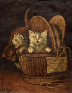 LAPEYRE Lucien 1882-1967,Les petits chats au panier,Lasseron et Associees FR 2016-02-12