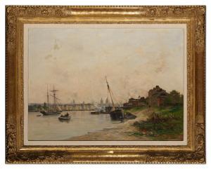 LAPOSTOLET Charles 1824-1890,Dawn at the Port of Honfleur,Sotheby's GB 2023-02-01
