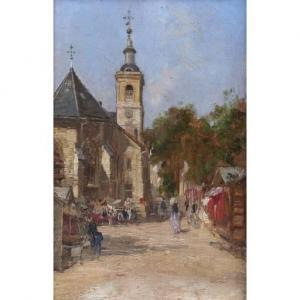 LAPOSTOLET Charles 1824-1890,Market at Beaune, Burgundy,Clars Auction Gallery US 2021-10-17