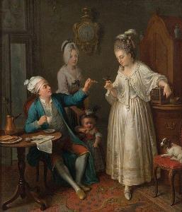 LAQUY Joseph Willem 1738-1798,Het voeden van het vogeltje,Bernaerts BE 2017-05-02