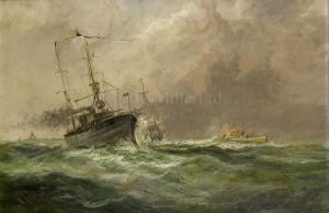 LARA Ernest William 1870-1940,H.M.S. 'Birmingham' Sinking 'U-15' in the Nor,1914,Charles Miller Ltd 2020-11-24