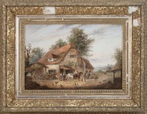 LARA William 1800-1800,Vendors outside a thatched-roof cottage,Eldred's US 2016-02-27