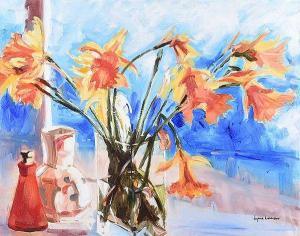 LARMOUR Lynne,STILL LIFE, DAFFODILS,Ross's Auctioneers and values IE 2019-10-09