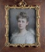 LAROCHE Armand 1826-1903,PORTRAIT DE JEUNE FEMME EN ROBE BLANCHE,1894,Pillon FR 2017-11-12