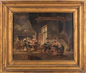LAROCHE Leon Barthelemy Adrien 1817,Interiores de taberna con mosqueteros,Goya Subastas 2017-04-26