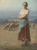 LARONZE Jean 1852-1937,French Shepherdess standing in a summer landscape,Tennant's GB 2016-07-23