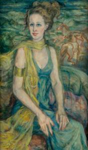 LAROT Dina 1943,Porträt einer Frau mit gelben Seidenschal,1974,Galerie Bassenge DE 2021-06-11