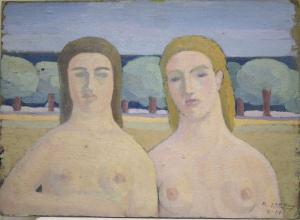 LARRUY R,Dos jóvenes con torso desnudo,1951,Bonanova ES 2009-06-18
