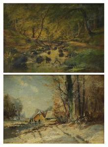 LARSEN Carl Vilhelm,Landscape with Stream & Snow Scene with House,Clars Auction Gallery 2019-06-16