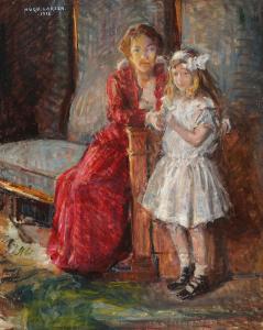 LARSEN Hugo Valdemar 1875-1950,Interior with a woman and a girl,1916,Bruun Rasmussen DK 2024-03-25