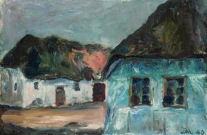 Larsen Jeppe Andreas 1935-1984,Composition with houses,1966,Bruun Rasmussen DK 2022-10-18