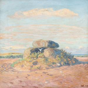 LARSEN Johannes,A burial mound in a field on a summer's day,1933,Bruun Rasmussen 2016-03-07