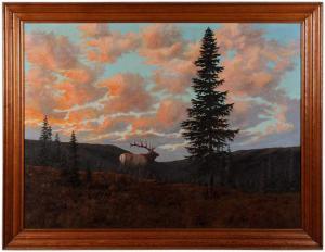 LARSEN L 1900-1900,Elk at Dusk,1960,Brunk Auctions US 2011-07-16