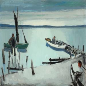 LARSEN Peder 1898-1956,Smaller fishing boats at Lillestranden by Kertemin,Bruun Rasmussen 2012-12-03