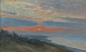 Larsen Særsløv F 1870-1942,Coastal scenery, sunset,1929,Bruun Rasmussen DK 2019-09-02