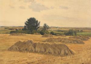 LARSEN Thorvald 1881-1947,Field landscape with cornstacks,Bruun Rasmussen DK 2021-12-06