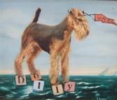 LARSON J,Airedale terrier standing on toy blocks "Dolly",The Cotswold Auction Company GB 2009-07-07