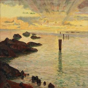 LARSSEN Johann 1854-1920,View from a Norwegian coast at sunrise,Bruun Rasmussen DK 2012-06-11