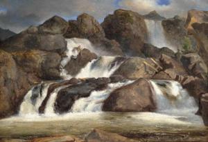 LARSSON Markus 1825-1864,Rocks and a roaring waterfall,Bruun Rasmussen DK 2020-02-25