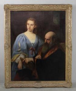 LASCH Carl Johann,Portrait of young woman in blue cape with teacher,Kaminski & Co. 2022-01-08