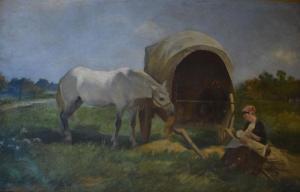 LASELLAZ Gustave François 1848-1910,Paysanne allaitant dans les champs,Millon & Associés 2020-07-16