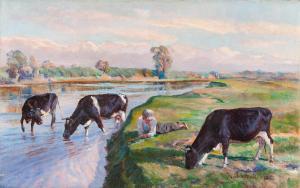LASOCKI Kazimierz 1871-1952,Landscape with cows,1932,Desa Unicum PL 2022-12-15