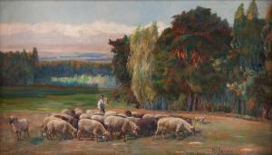 LASOCKI Kazimierz 1871-1952,Shepherd with a flock of sheep,1937,Desa Unicum PL 2024-04-16