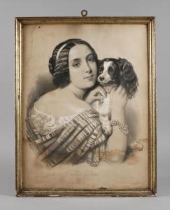 LASSALLE Émile 1813-1871,Frau mit Hund,Mehlis DE 2020-08-27