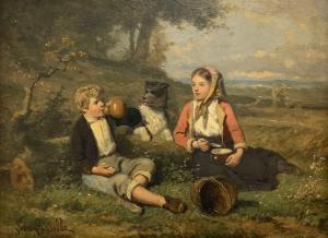 LASSALLE Louis,Children and their Dog Having a Picnic,Duggleby Stephenson (of York) 2021-09-09