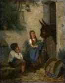 LASSALLE Louis 1808-1885,Children Feeding a Donkey,Heffel CA 2007-10-27