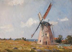 LASSEN Aksel Martin 1869-1946,Landscape with a mill,1912,Bruun Rasmussen DK 2022-08-01
